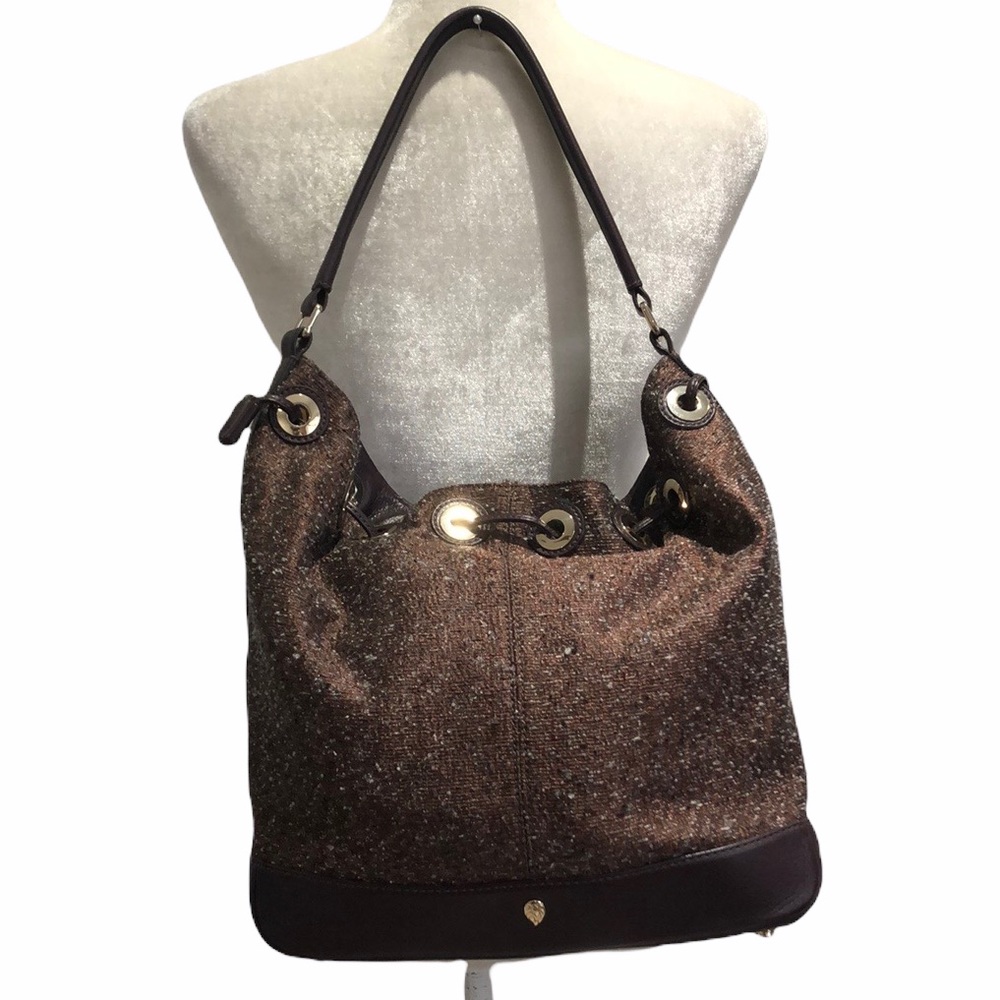 Helen Kaminski mahogany brown wool leather bucket bag - Picture 1 of 15